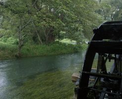 大王わさび農場の水車風景